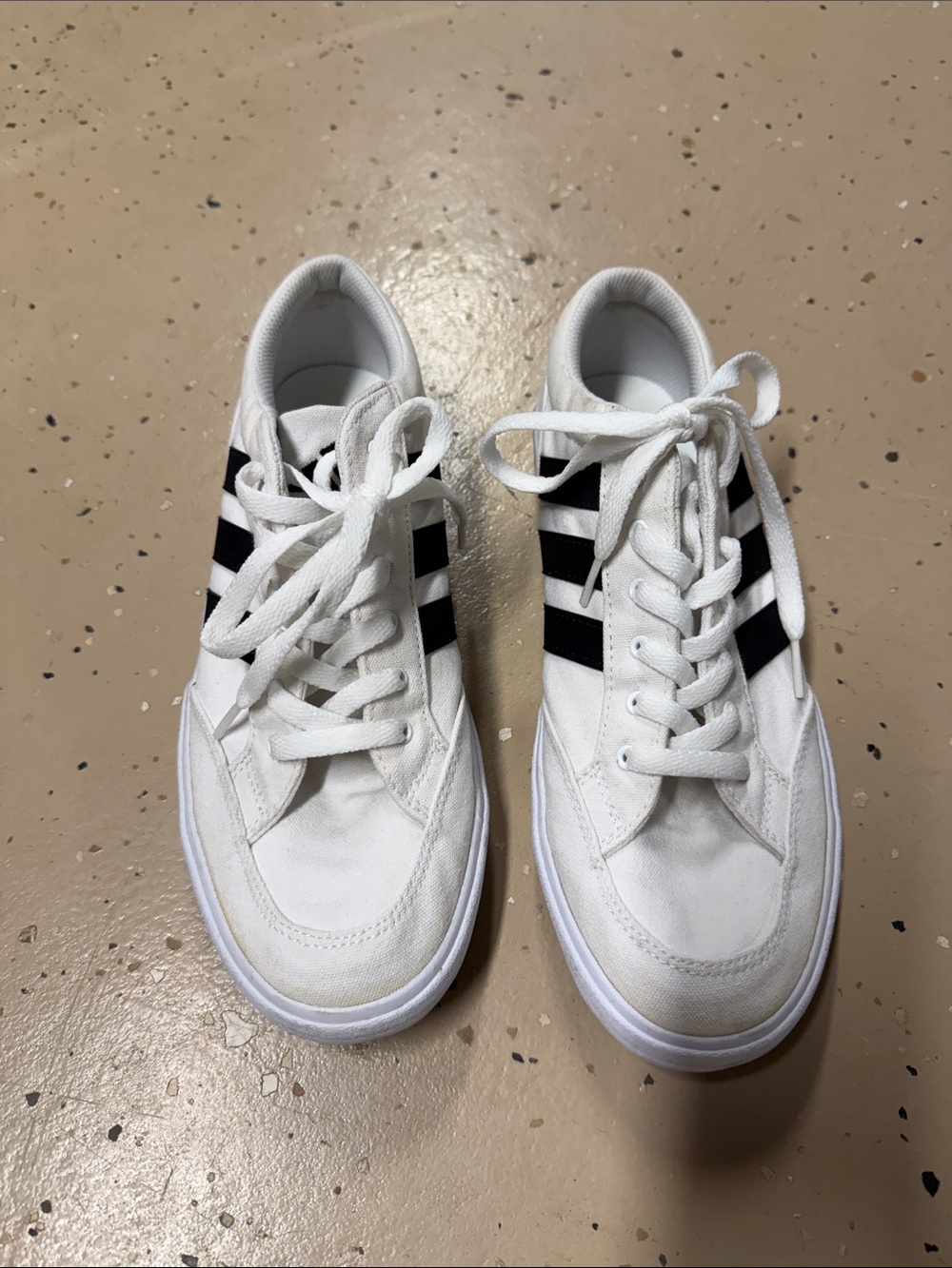 adidas White Canvas Sneakers with Black Three-Stripes